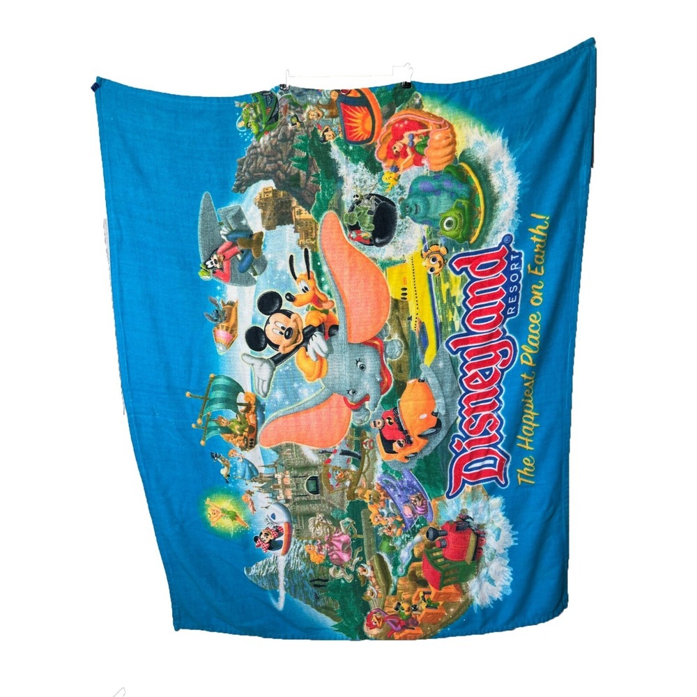 Disneyland Happiest Place On Earth Blanket Throw Peter Mickey Mermaid Dumbo